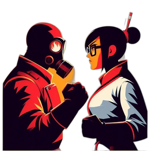mask, staff, jacket, comic book art transparent PNG cut-out