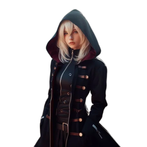 jacket, dress, staff, concept art transparent PNG cut-out