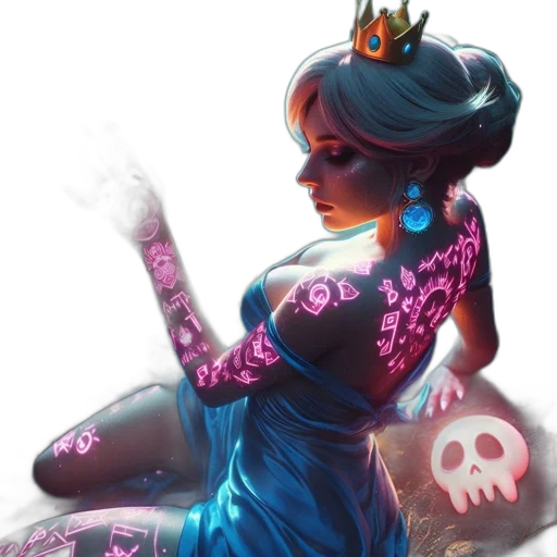 dress, crown, jewelry, fantasy art transparent PNG cut-out