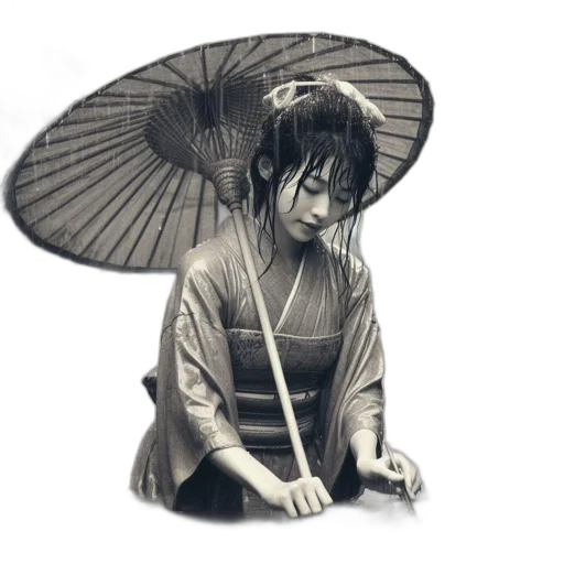 umbrella, staff, flower, dress transparent PNG cut-out