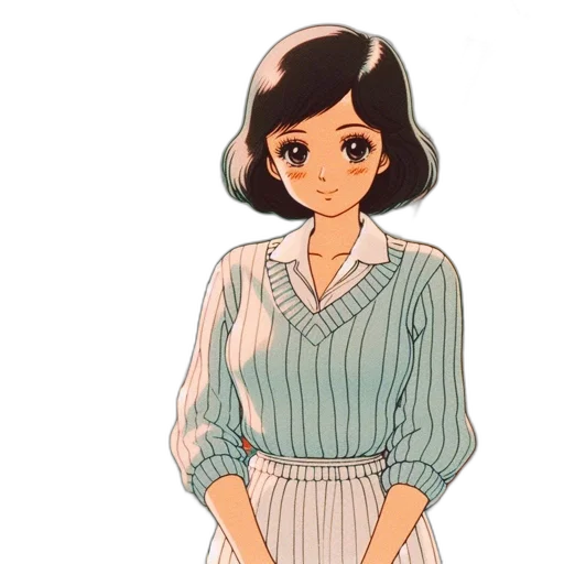dress, jacket, staff, anime transparent PNG cut-out