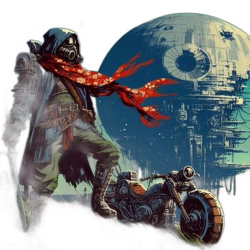 concept art, fantasy art, comic book art, cyberpunk transparent PNG cut-out
