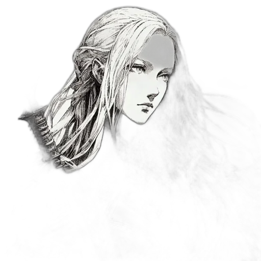 face, hair, dragon, staff transparent PNG cut-out