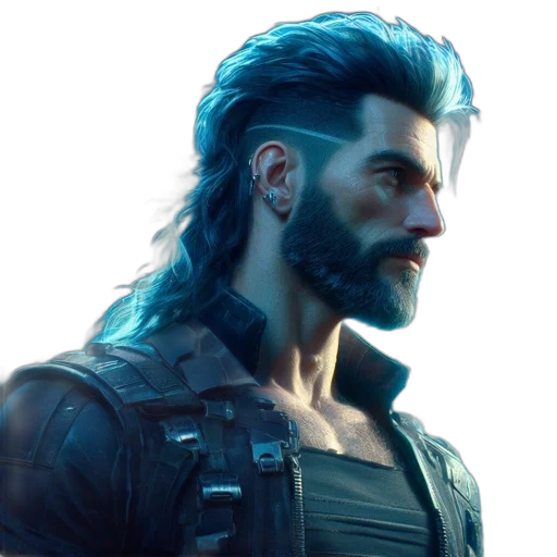 hair, face, jacket, dragon transparent PNG cut-out