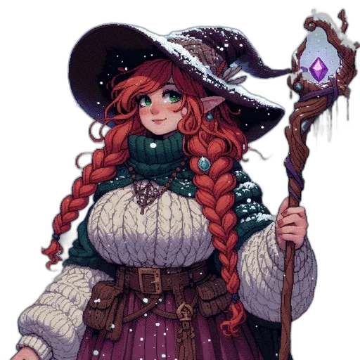 staff, hat, pixel art, fantasy art transparent PNG cut-out
