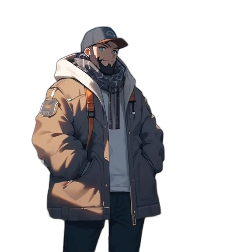 jacket, hat, staff, face transparent PNG cut-out