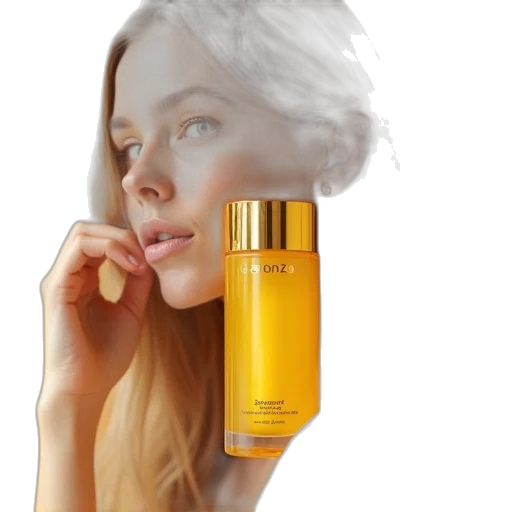 bottle, face, photorealistic, golden transparent PNG cut-out