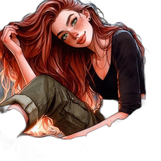 hair, comic book art, fantasy art, concept art transparent PNG cut-out
