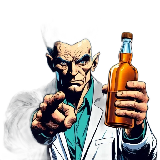 bottle, jacket, comic book art, concept art transparent PNG cut-out