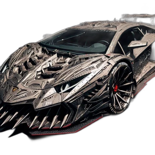 car, dragon, 3d render, photorealistic transparent PNG cut-out