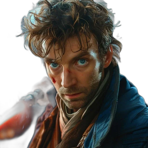 jacket, face, weapon, photorealistic transparent PNG cut-out
