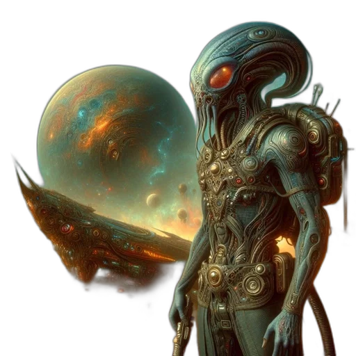 robot, creature, staff, concept art transparent PNG cut-out