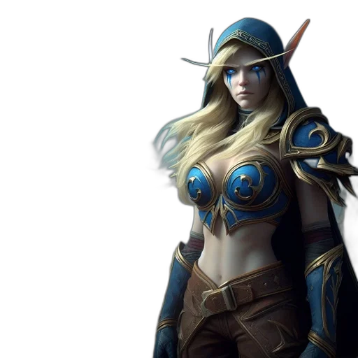 fantasy art, concept art, 3d render, elven transparent PNG cut-out