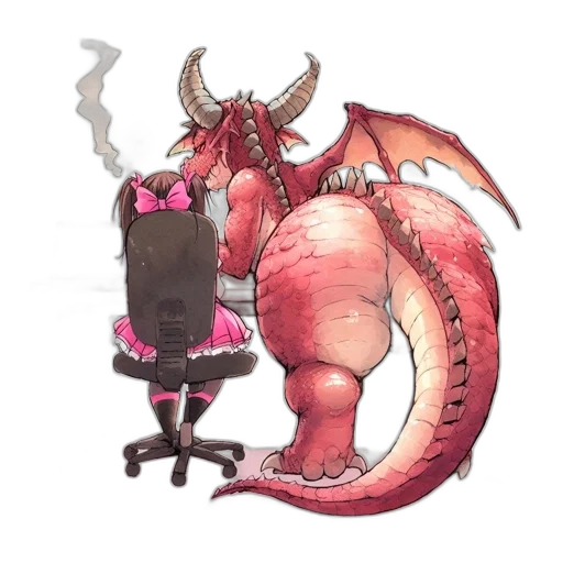 dragon, staff, creature, dress transparent PNG cut-out