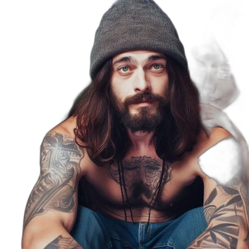 hat, face, hair, photorealistic transparent PNG cut-out