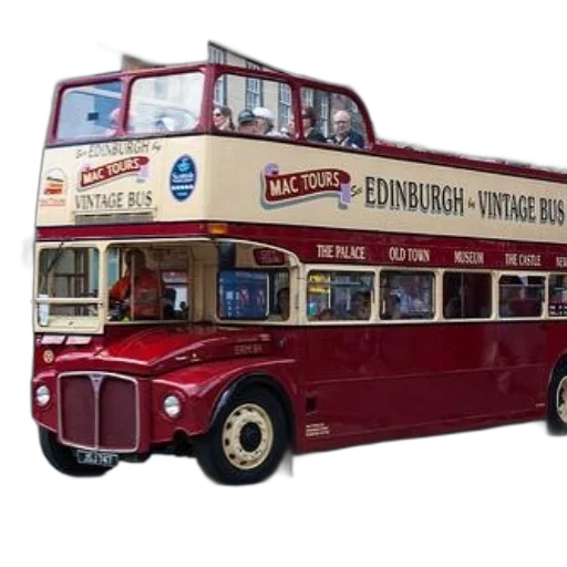 vintage, double-decker, bus, edinburgh transparent PNG cut-out