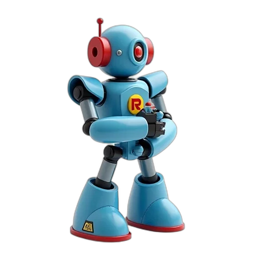 robot, 3d render, concept art, blue transparent PNG cut-out