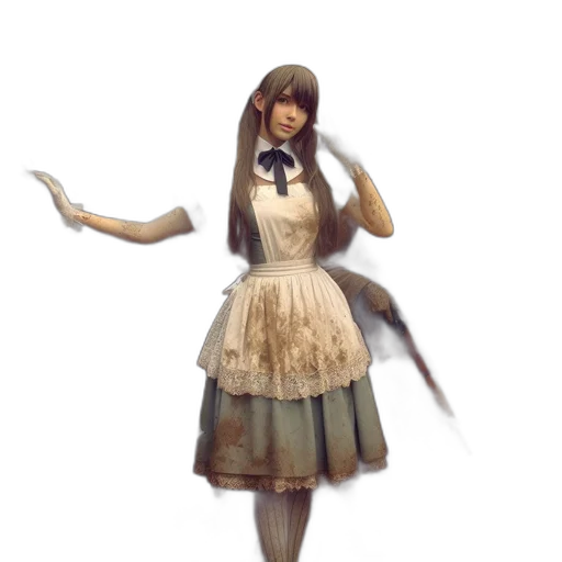 dress, staff, creature, robot transparent PNG cut-out