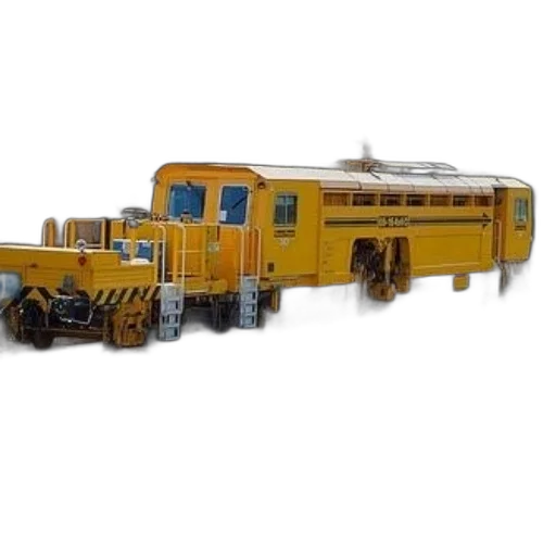 3d render, yellow, train, tracks transparent PNG cut-out