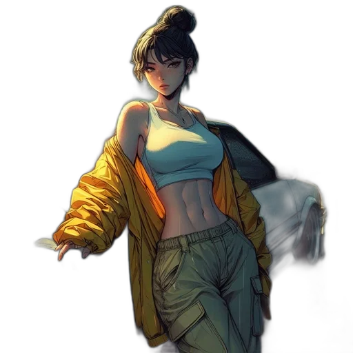 jacket, dress, staff, weapon transparent PNG cut-out
