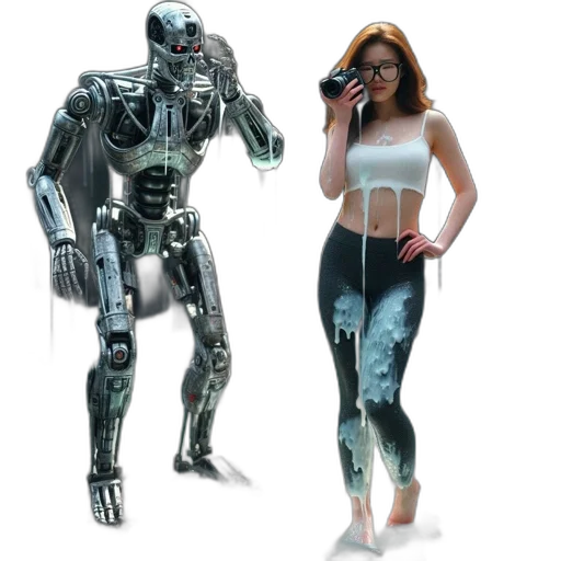 robot, concept art, cyberpunk, 3d render transparent PNG cut-out