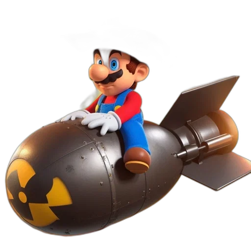 weapon, concept art, 3d render, mario transparent PNG cut-out