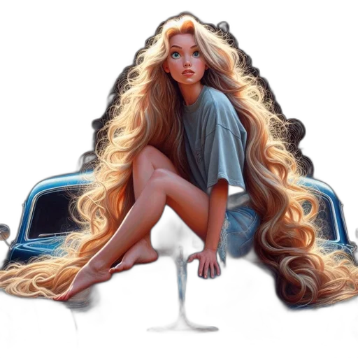 hair, car, dress, concept art transparent PNG cut-out