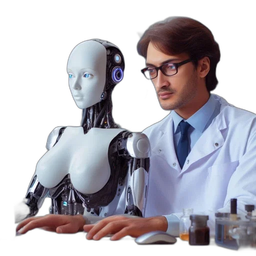 robot, concept art, man, collaborate transparent PNG cut-out