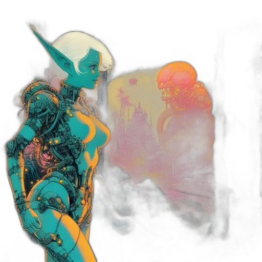 robot, mask, sword, concept art transparent PNG cut-out