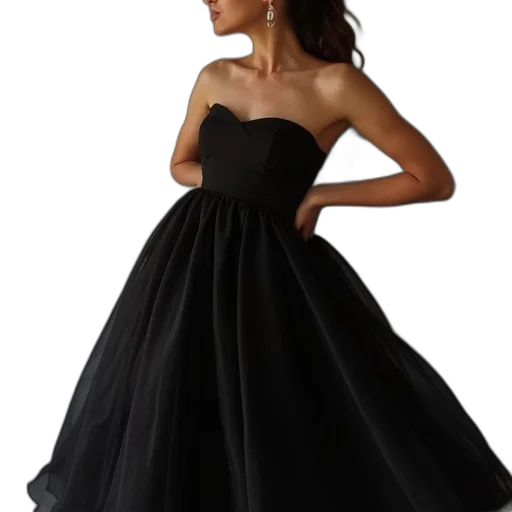 dress, 3d render, dark, black transparent PNG cut-out