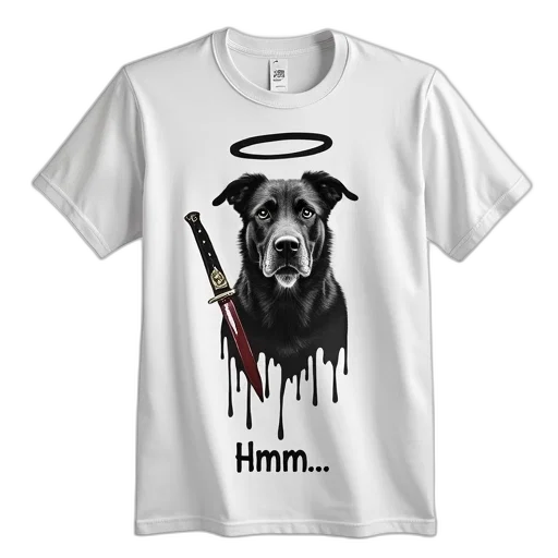 white, t-shirt, black, graphic transparent PNG cut-out