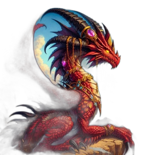 dragon, creature, staff, fantasy art transparent PNG cut-out