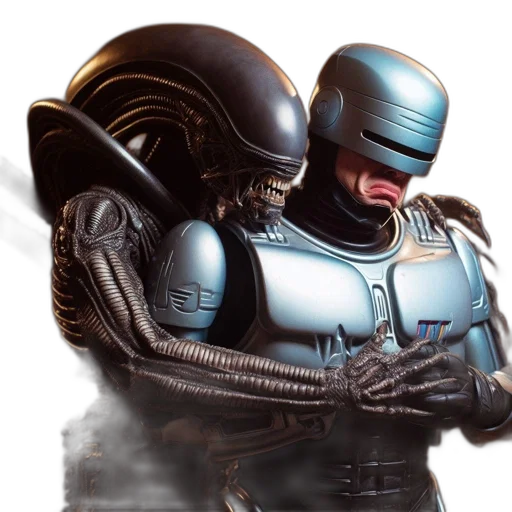 robot, concept art, comic book art, 3d render transparent PNG cut-out