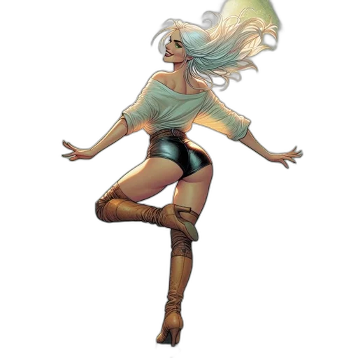dress, staff, creature, hair transparent PNG cut-out
