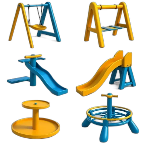 furniture, 3d render, collection, colorful transparent PNG cut-out