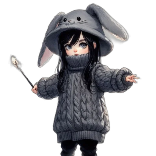 jacket, hat, staff, animal transparent PNG cut-out
