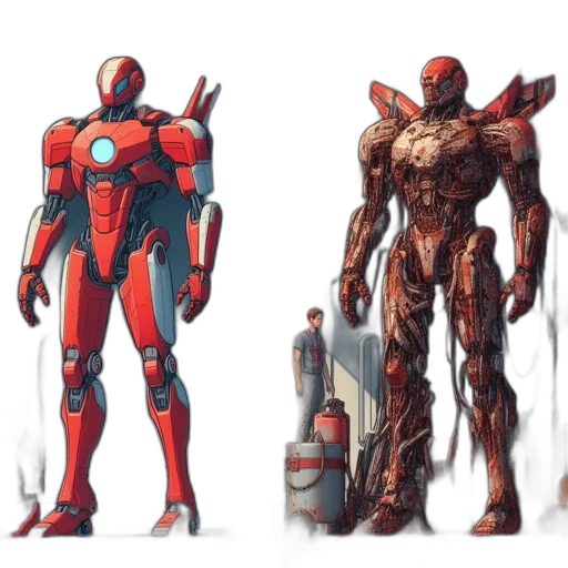 robot, concept art, comic book art, 3d render transparent PNG cut-out