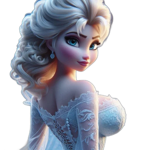 dress, crown, face, 3d render transparent PNG cut-out