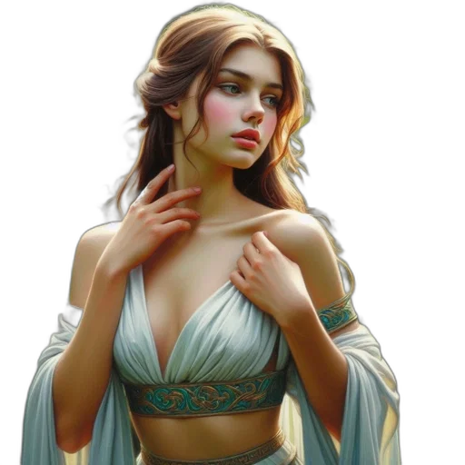 dress, jewelry, face, crown transparent PNG cut-out