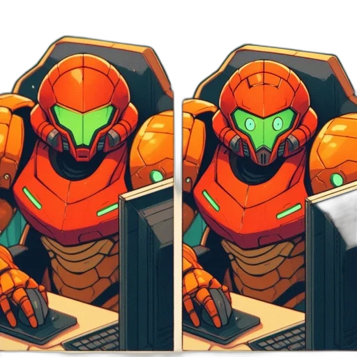 robot, concept art, comic book art, pixel art transparent PNG cut-out