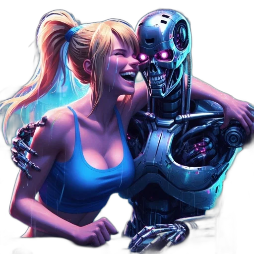 robot, face, mask, cyberpunk transparent PNG cut-out
