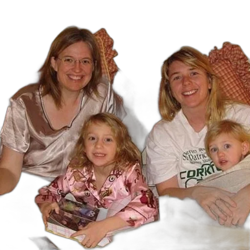 photorealistic, two, women, children transparent PNG cut-out