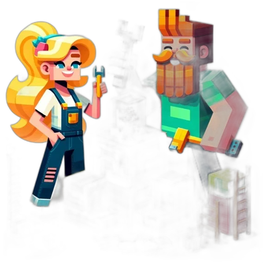 concept art, pixel art, 3d render, cartoon transparent PNG cut-out