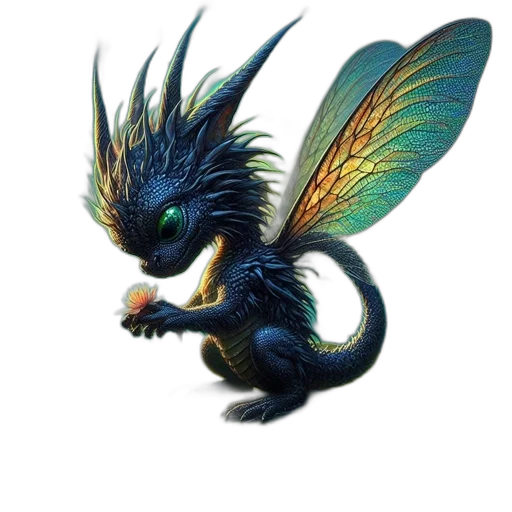 dragon, creature, animal, staff transparent PNG cut-out