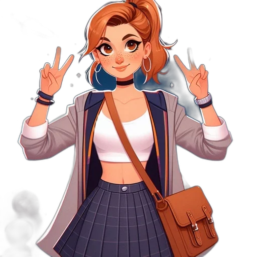 jacket, dress, staff, anime transparent PNG cut-out