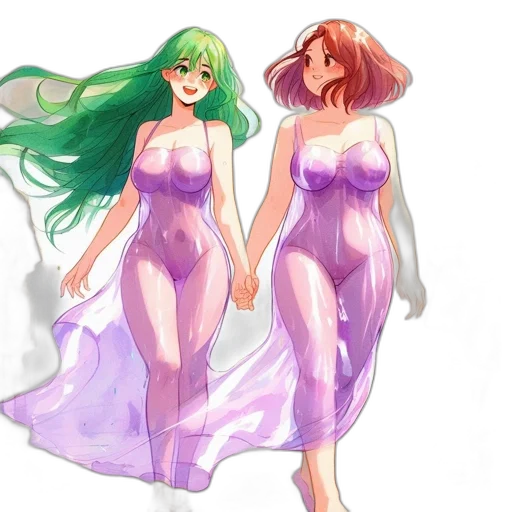 dress, concept art, vaporwave, watercolor transparent PNG cut-out