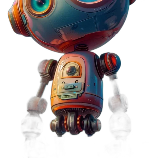 robot, staff, concept art, 3d render transparent PNG cut-out