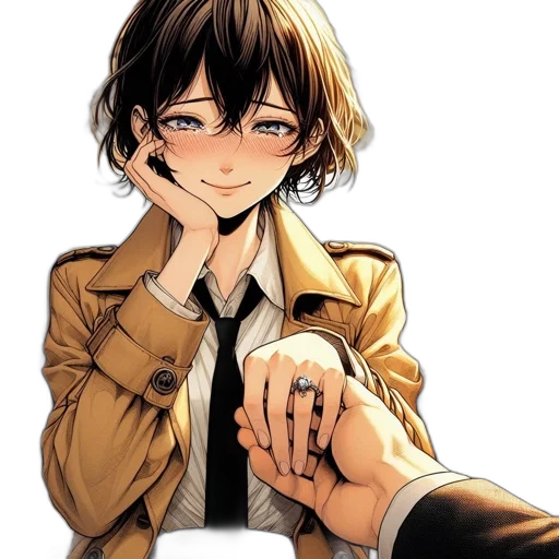 jacket, face, staff, weapon transparent PNG cut-out