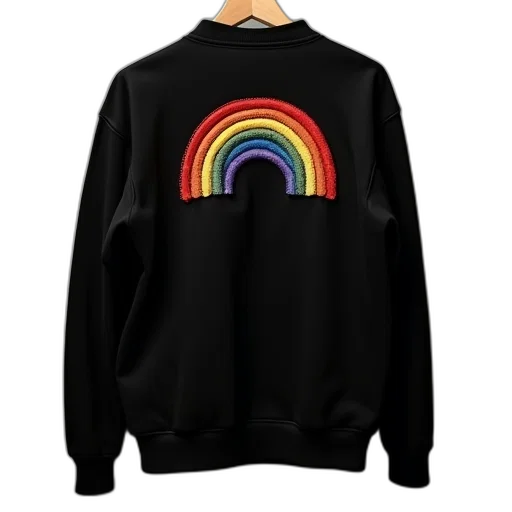 jacket, black, sweatshirt, rainbow transparent PNG cut-out