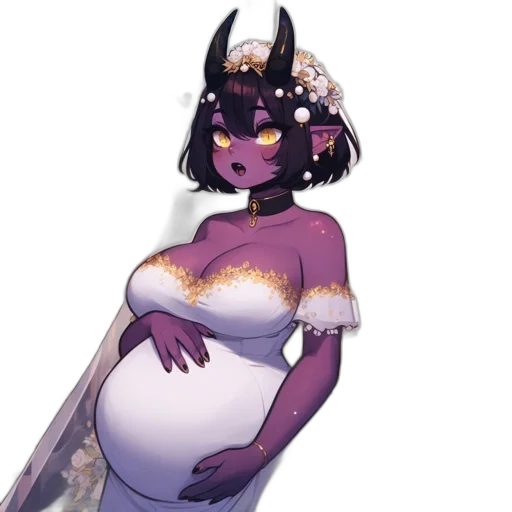 dress, crown, jewelry, staff transparent PNG cut-out